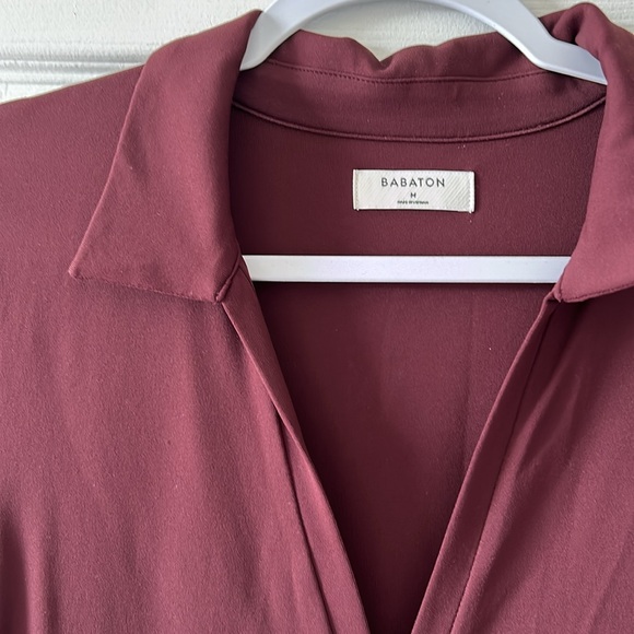 Babaton Burgundy Collar Dress Long Sleeve - Picture 3 of 3